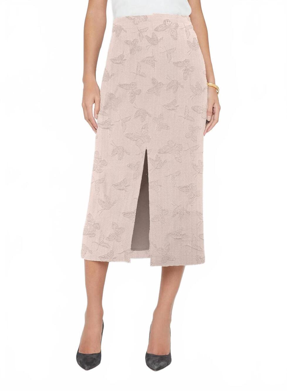 NEW L'AGENCE madonna midi skirt in pale pink butterfly